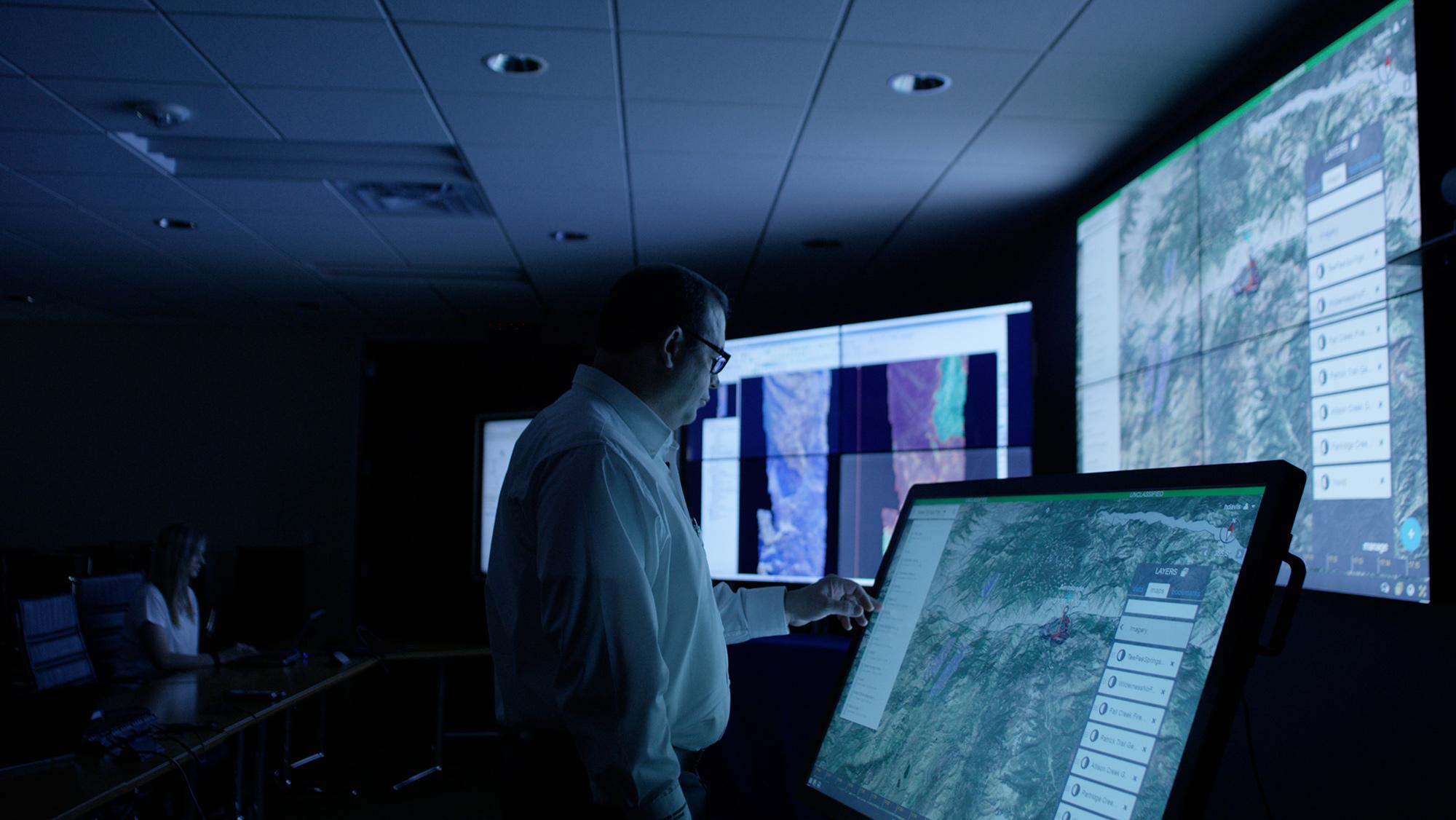 Man using command center software