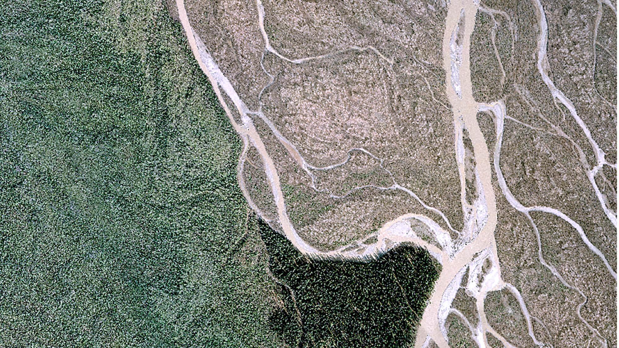 Feature Analyst capture of topography, winding rivers and mountain ridges, topographical imagery and data analysis