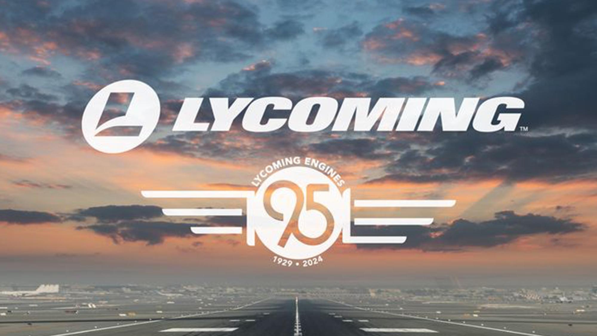 Background of the sky and a runway. Lycoming Engines 95 year anniversary. 